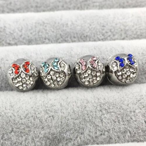 4Pcs/lot Minne With Crystal Clip charm Stopped European Beads Fit Charms Bracelets&Bangles Necklace
