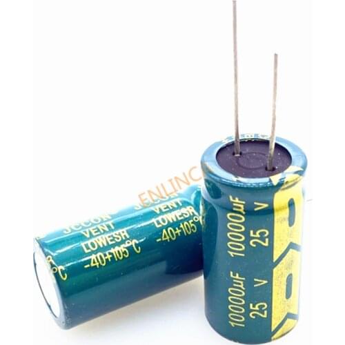 50pcs 25V 10000UF 18*35 Low ESR High Frequency Aluminum Electrolytic Capacitor 10000uf 25v 20