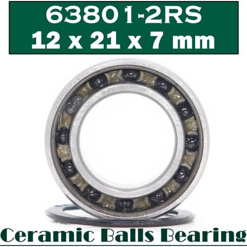 63801 Hybrid Ceramic Bearing 12*21*7 mm 1 PC Double Row Sealed Angular Contact Si3N4 Ball Bearings 3801 RS 3801-2RS
