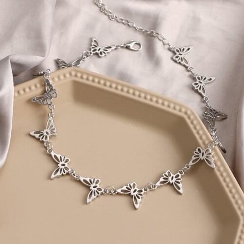 ALIUTOM Vintage Elegant Silver Color Necklace For Women Butterfly Choker Collar 2021 Trend Fashion Jewelry Gifts