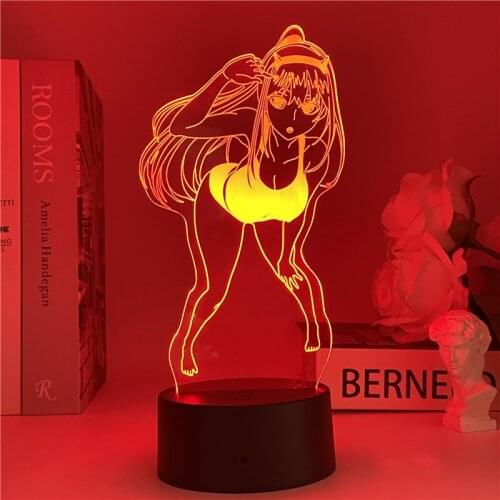 Anime Zero Two 3d Lamp Figure Led Nightlight Sex Girls Manga Gift Night Light Usb Lamp Darling In The Franxx Anime Decor Room