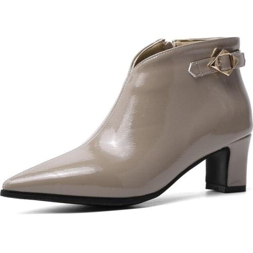 Big Size 9 10 11-17 boots women shoes ankle boots for women ladies boots shoes woman winter Pointed end belt buckle side zipper