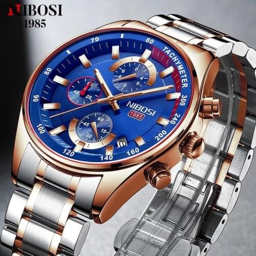 NIBOSI 2021 Watches Men Sport Luxury Quartz Wrist Watch Fashion Casual Waterproof Luminous Stainless Steel Relogio Masculino
