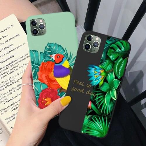 Art Flowers Banana Leaf Phone Case For iPhone 12 11 Pro Max XS Max XR 6S 7 8 Plus X Retro Floral Soft Palmtree Phone Back Cover