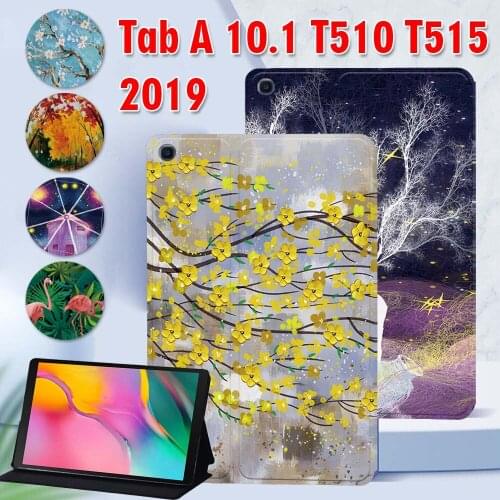 Tablet Case for Samsung Galaxy Tab A 10.1 inch 2019 SM-T510 SM-T515 Anti-Fall PU Leather Protective Cover + Free Stylus