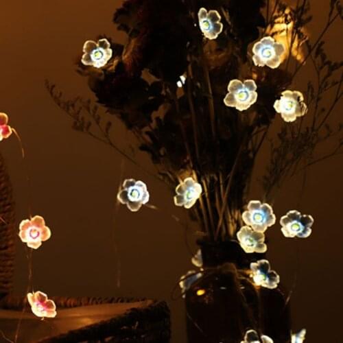 Flower String Lights Cherry Blossom Lights 20 LEDs Fairy Lights For Bedroom Party Desk Wedding Christmas Decorations