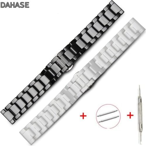 Ceramic Watch Band 14mm 16mm 20mm 22mm Ceramic Watch Strap Women Men Band Butterfky Buckle Watchband Wrist Belt