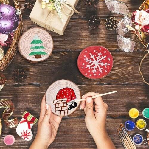 3PCS Craft Supplies DIY Wood Decoration Unfinished Circles Round Wood Chips For Wedding Christmas Party Decor Handmade Painting