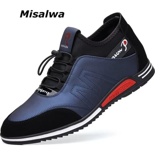 Misalwa 5CM Elevator Men Loafers Blue Black Breathable Casual Sneaker Taller Lift Height Increase Men Shoes