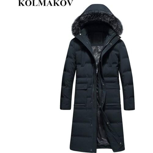 KOLMAKOV mens Winter Down Coats 2020 Men Hooded Coat Male Parkas Slim Fit Thick Hiking Overcoats Casual X-Long Snow Jackets 3XL