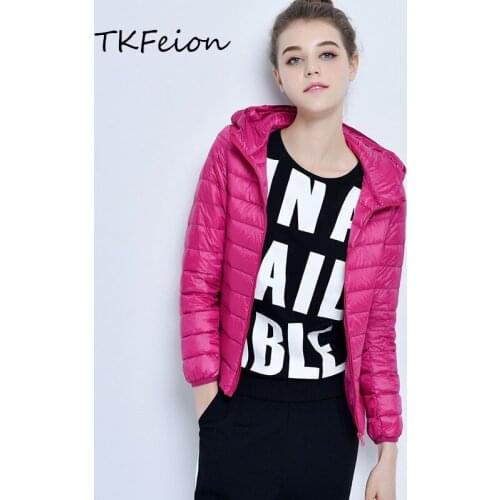 Autumn Winter Women Bomber Short Coats Jackets Light Thin Style 2019 New Fashion Female Slim Hooded Coats Warm Duck Down Filler