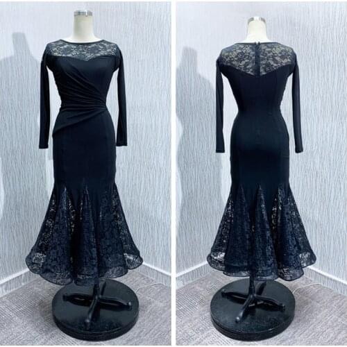 Casual ballroom dance dress practice dance dress for classes practice flared practice wear ballroom dance practice dresses black