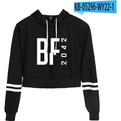 Popular Game HIP HOP Battlefield 2042 2D Print Umbilical Hooded Sweater Women Hoodies Sexy K-pop Y2K Girl Hooded 2021 New