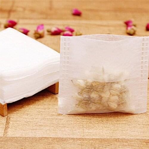 Portable 100Pcs/lot Empty Tea Bags Corn Fiber Fold Close Heat Seal Filter Paper Tea Infuser