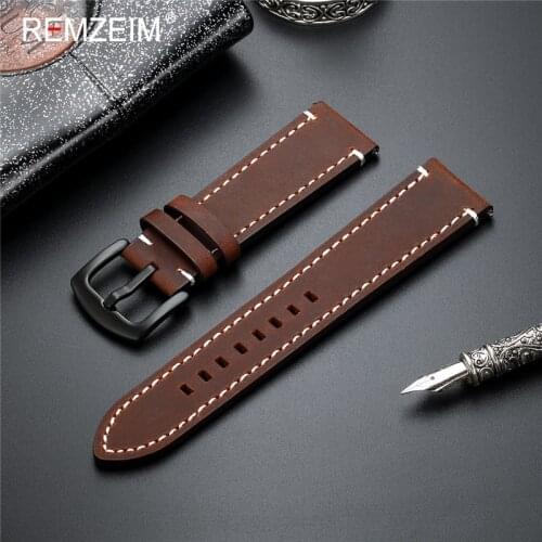 20mm 22mm Retro Genuine Leather Watch band Strap for Samsung Galaxy Watch 42 46mm Gear S3 Sport WatchBand Quick Release 18 24mm