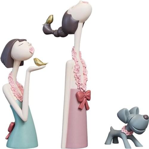 Nordic Art Nouveau Girl Resin Model Figurine Abstract Character Crafts Ornament Fairy Garden Miniatures Home Decoration Accessor