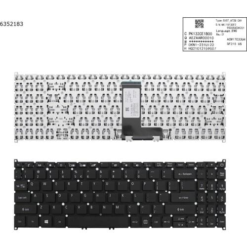 US New Keyboard for Acer SWIFT 3 SF315-41 SF315-51 SF315-52 SF315-52 SF315-51G SF315-52G SF315-54G Laptop Black NO Backlit
