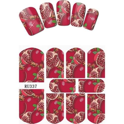 UPRETTEGO NAIL ART BEAUTY WATER DECAL SLIDER NAIL STICKER TROPICAL FRUIT PERSIMON ORANGE CHERRY POMEGRANATE RU337-342