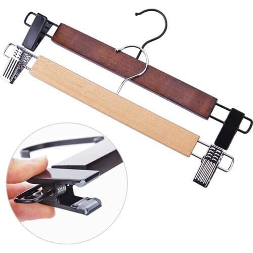2pcs/lot 32cm Solid wood trousers rack/Telescopic trouser clip