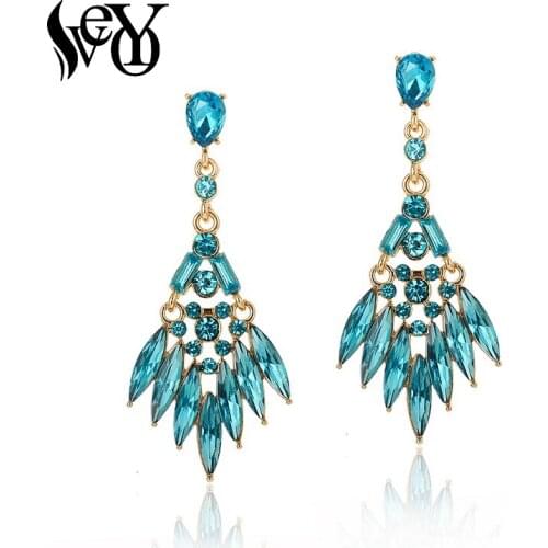 VEYO Trendy Crystal Classic Party Drop Earrings for Women 4 ColorFashion Jewelry Gift