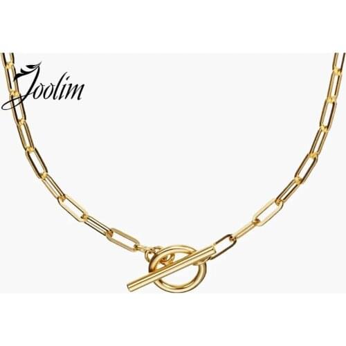 JOOLIM Jewelry Wholesale Stainless Steel Chain Toggle Necklace Trendy Jewelry