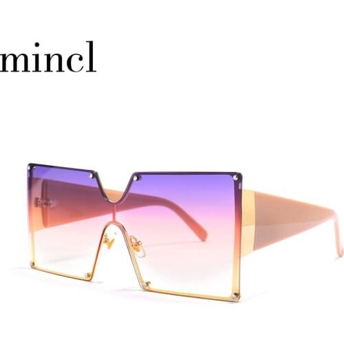 MINCL Women Men Black Frame Sunglasses Women Color Flat Top Party Interesting Weird Siamese Fashion Goggles UV400 with box NX