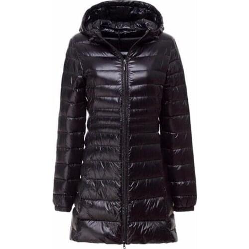 New Brand Coat Women Long Thin Light Down Jacket Womens Spring Autumn Winter Hooded Zipper Parka Jaqueta Casaco Feminino Coats