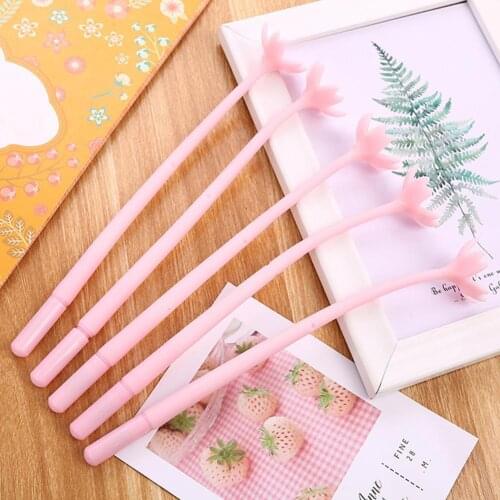 100Pcs 0.5mm Gel Pen Portable Eye-catching Plastic Kids Stationery Flower Pen for Classroom