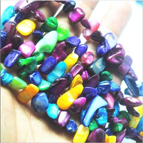 2 strings Nice shell chips strings multi colors mix for matching jewelry designs beads accessories and findings size 10-15mm