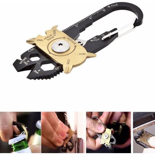20 In 1 Multi Tool Gadget Fix Pocket Survive Key Portable Mini Carabiner Camp Hike Outdoor Camping Key Ring Tools