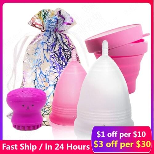 5pcs Medical Grade Silicone Menstrual Cup Feminine Hygiene Menstrual Period Reusable Vaginal Cups & Collapsible Cup Women Period