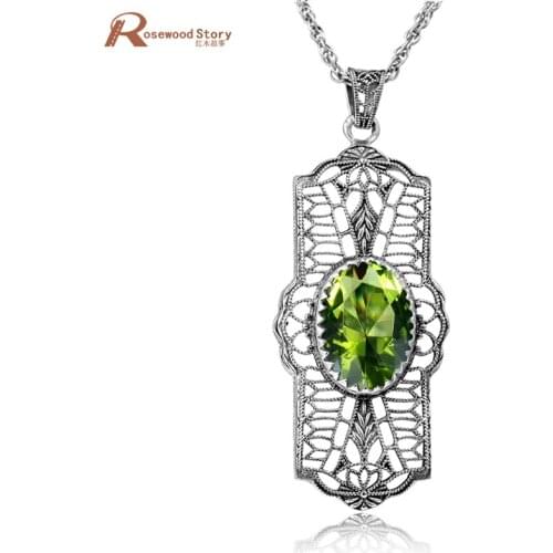 925 Sterling Silver Necklaces & Pendants Oilvine Created Peridot For Women Elegant Necklace Sterling Silver Jewelry Bijoux Femme
