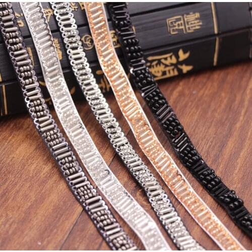 50Yard Sewing Accessories Black White Silver Pearl Trims Bridal Beaded Rhinestone Sequin Lace Appliques Belt For Wedding Dresses
