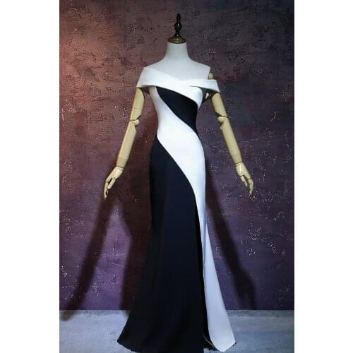 Freeship 100% real photo black and white curve ladies wonderful women cosply gown/queens dress