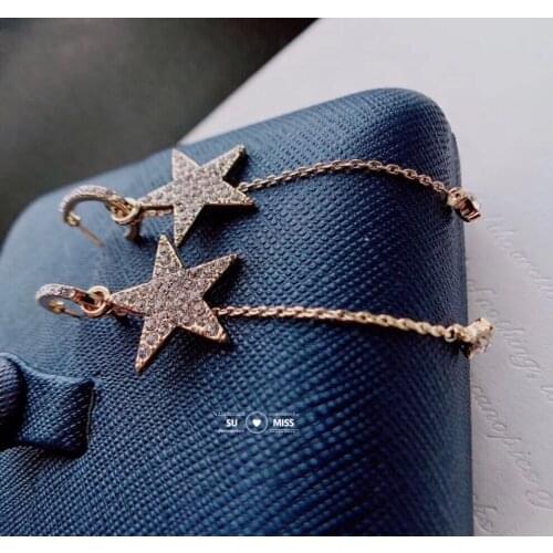 Free Ship New Brand Design Long Tassel Earrings Full Rhinestone Star Women Girls Drop Earrings Vintage Lady Jewelry Accessories