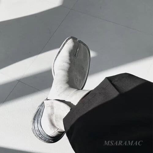 Mens Split Toe Ankle boots Designer Fashion High Quality Genuine Leather Mens Shoes Winter Mens Ankle Boots