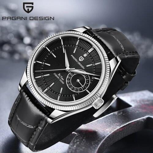 PAGANI DESIGN 2021New Quartz Mechanical Watches men 200MWaterproof VH65 Genuine Leather Mens watch Fashion Casual SapphireWatch