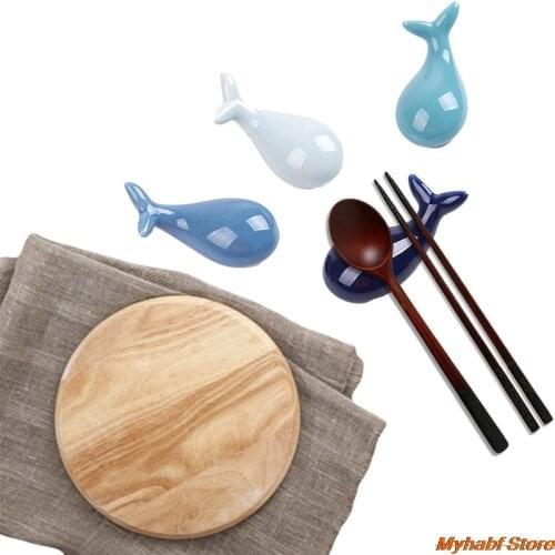Chopsticks Holder Cute Whale Shape Ceramic Chopsticks Spoon Stand Rack Rest Kitchen Tableware Decoration Pens Holder Ornaments
