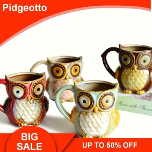 300ml Cute Cartoon Animal 3D Owl Coffee Mugs Ceramic Breakfast Morning Milk Cups Funny Gift Home Decorations Free Shipping