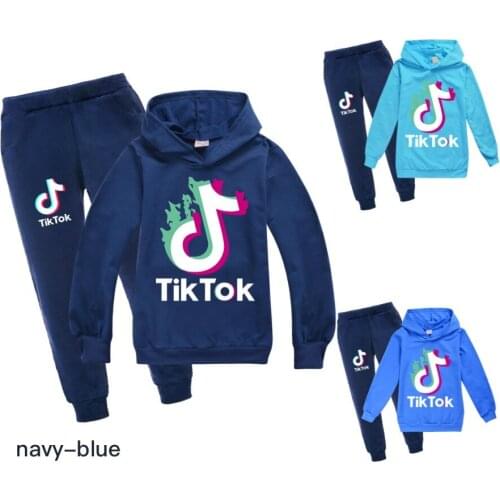 TIK TOK Hoodie Set For Teen Boy Girl Boutique Spring Child 3D Print Sweatshirt+Pant 2PC Tracksuit Kid Suit