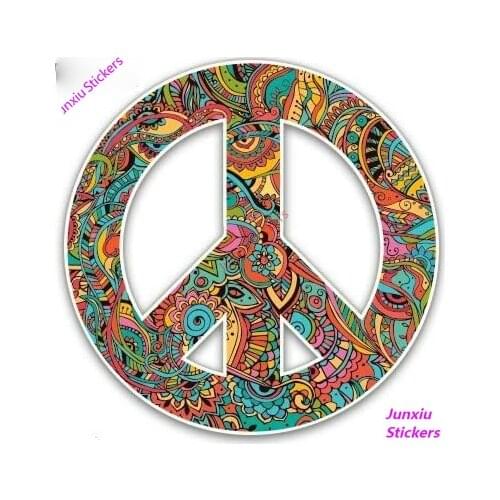 Colorful Car Sticker and Decal Floral Pattern Peace Sign Vinyl Waterproof Decal for Auto Bumper Truck Car Accessories KK10x10cm