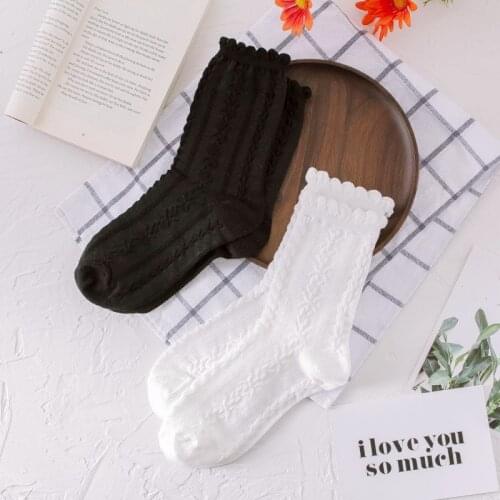 Summer Female Lace Black White Crew Sock High Quality Cotton Cute Japanese Jacquard College Women Girls Fashion kawaii Sweet Hot