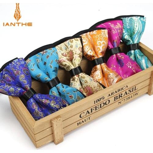 Fashion Bowtie Mens Classic Paisley Polyester Silk Vintage Wedding Neck Ties For Man Colorful Gratas Corbata Butterfly Neckwear