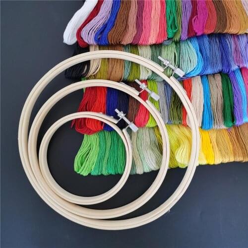 DIY Wooden Frame Hoop Circle Embroidery Hoop Tool Set Thread Bamboo Circle For Cross Stitch Hand Art Craft Sewing Scissors