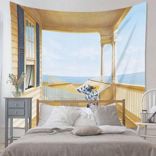 INS Sea Beach Tapestry Hippie Wall Hanging Thin Printed Cloth Recliner Flower Tapestries Ceiling Background Home Decoration