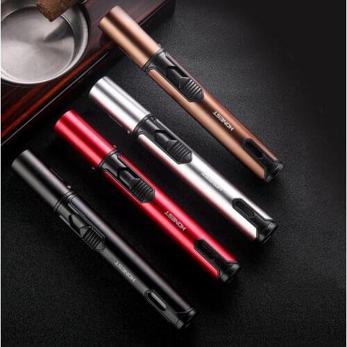 New Honest windproof straight blue Jet lighter cigar special spray gun torch fire long strip portable kitchen outdoor ignit BBQ