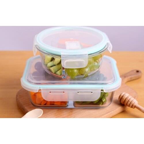 New style Glass Lunch Box Food Storage Box Microwave Bento Box school food containers with compartments