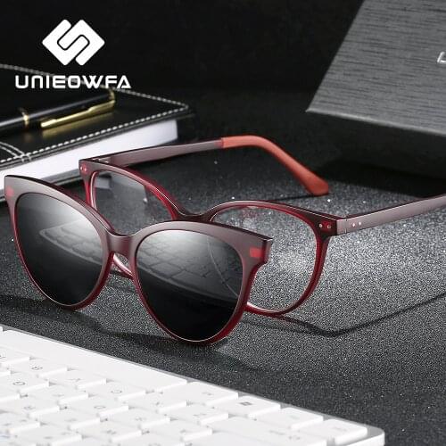 Retro Cat Eye Prescription Glasses Women Myopia Bifocal Progressive Eyeglasses Optical Polarized Magnet Clip On Sunglasses Women