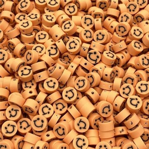 30pcs/Lot 10mm Clay Spacer Beads Oval Shape Smile-Face Beads Polymer Clay Beads For Jewelry Making DIY Bracelet Accessories #04