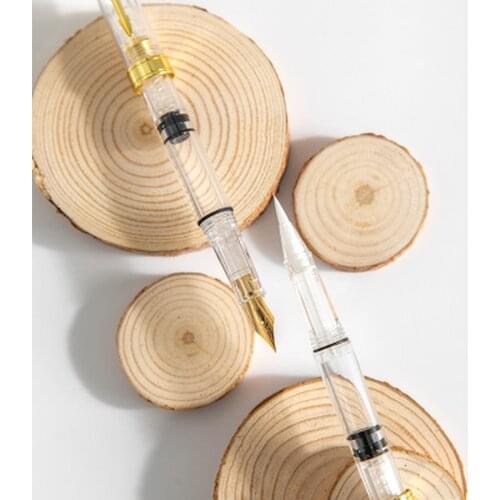 Transparent Piston Fountain Pen Ink Calligraphy Brush Student Stationery Supplies Calligraphy Nib EF Writing School Supplies